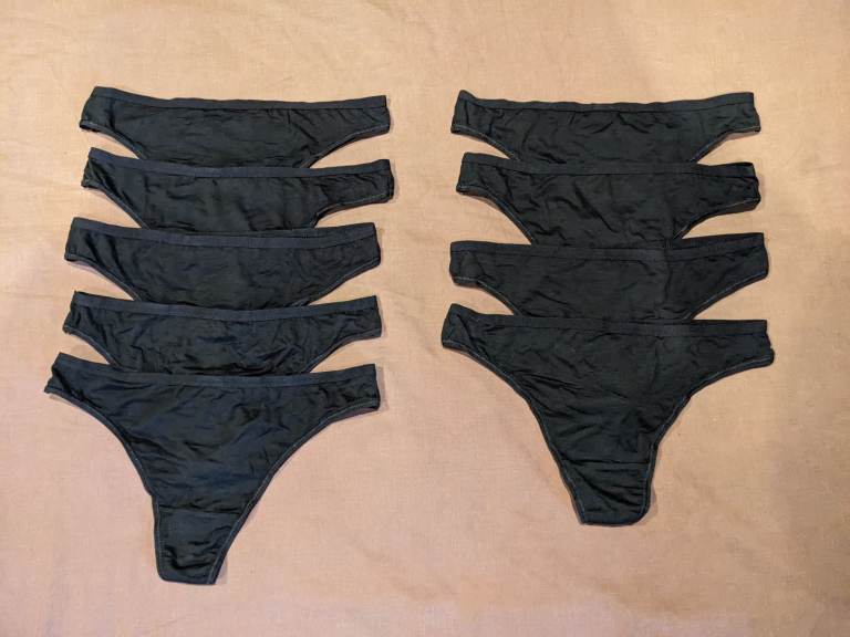BRAND NEW Spairs Black Bamboo Thongs x9 Size UK 10