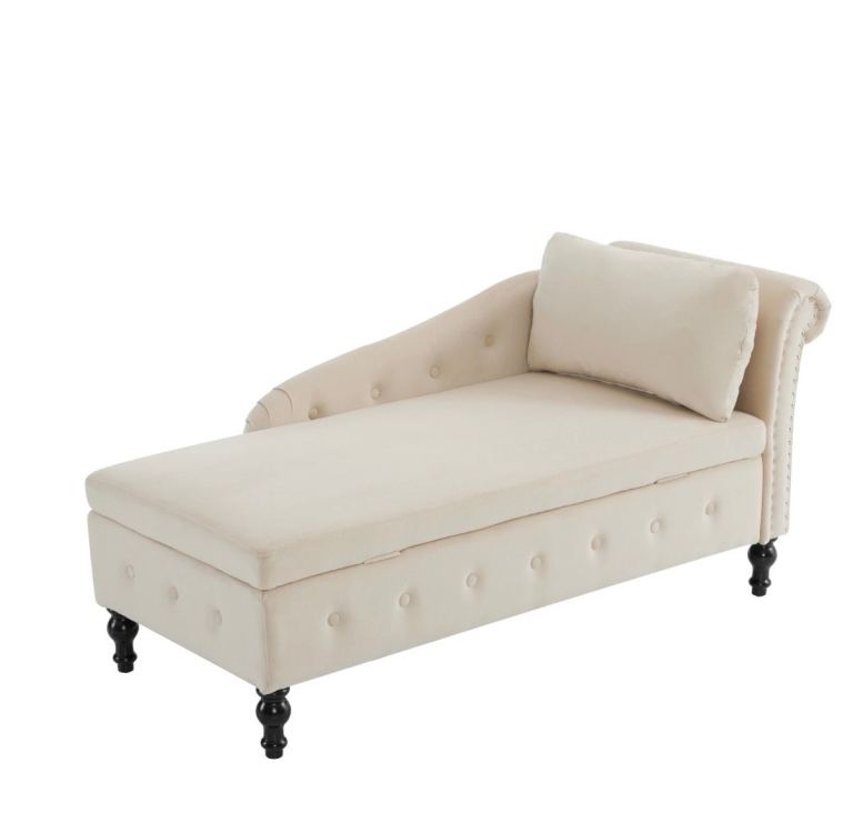 Cream Chaise Lounge with Storage – New