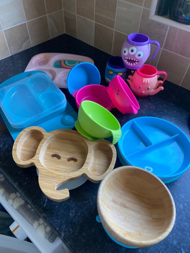 Collection Of Baby/Childrens Feeding Bowls & Cups - (12 Pieces) 