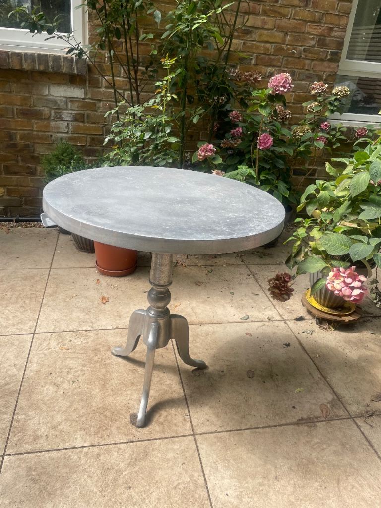 Lovely Round Bistro Table - Zinc Top, Cast Aluminium Base