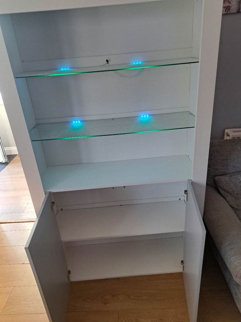 White Media Storage Unit with Drawers and Cupboards