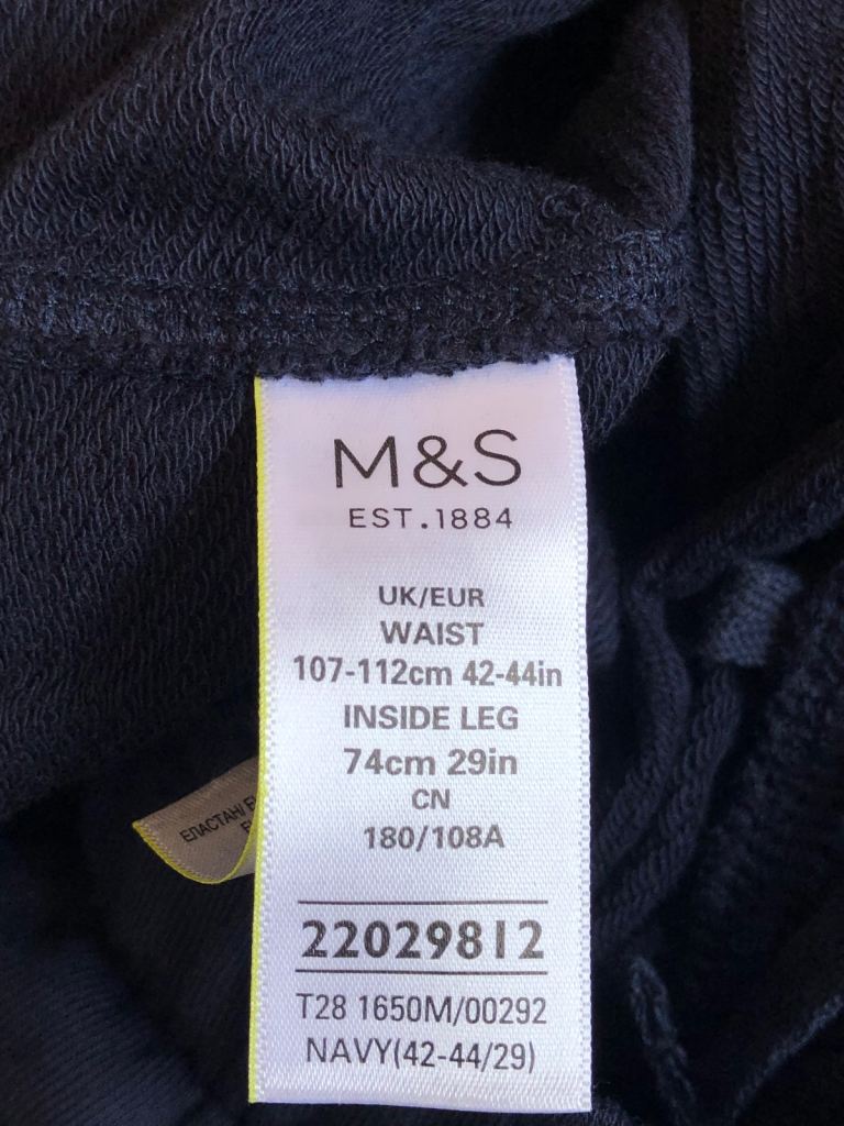 Men M&S Navy  Track Suit Bottom Size 42-44”