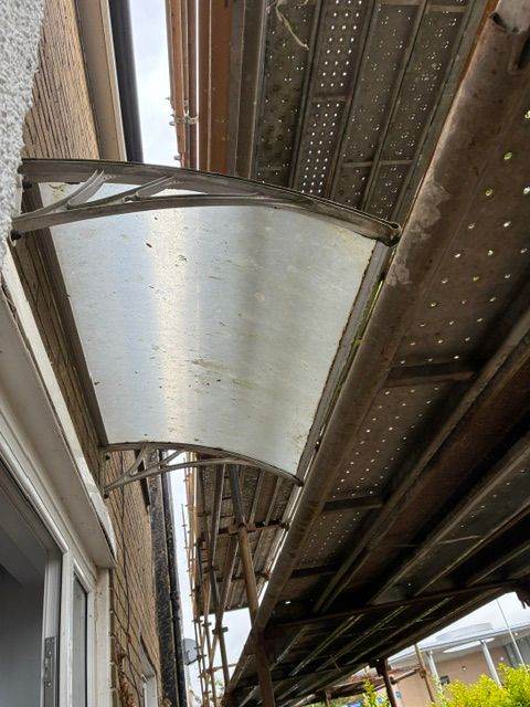 Metal Frame and Clear Sheet Awnings - Fair Condition. Two of.