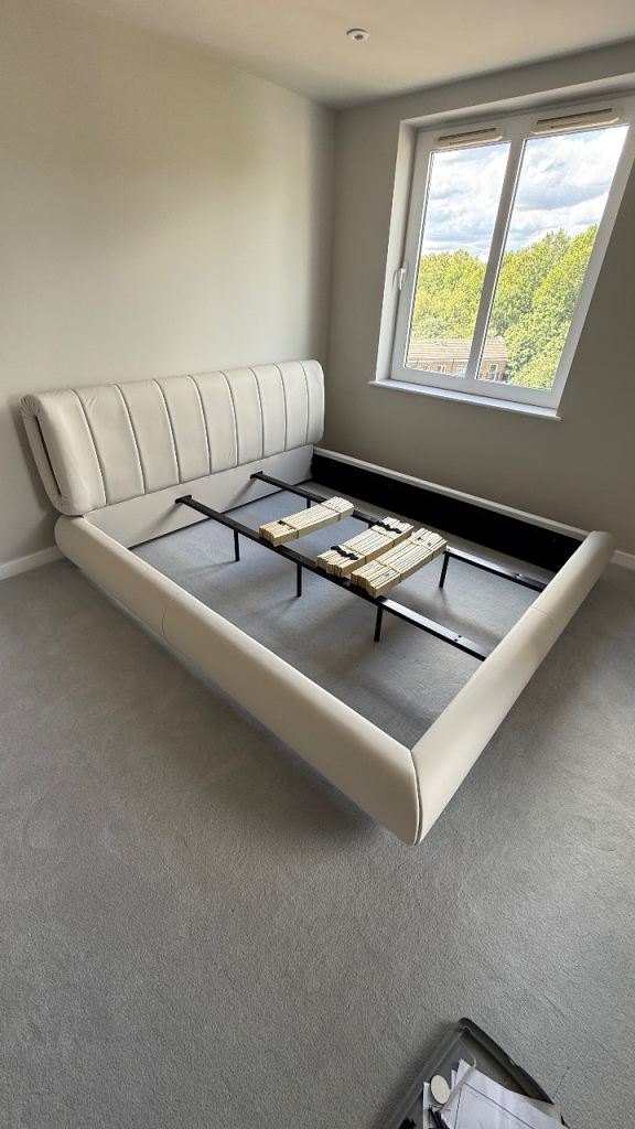 Super king size Bed Frame - Cream Fabric pick up only 