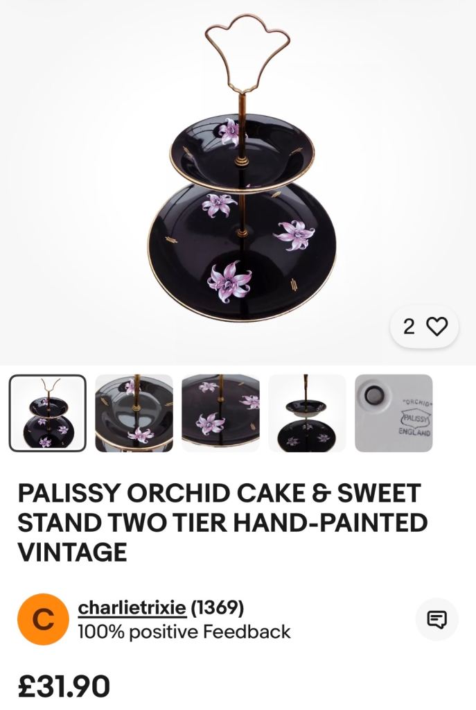 Vtg Colclough Bone China 2 Tier Cake Stand Retro Kitsch