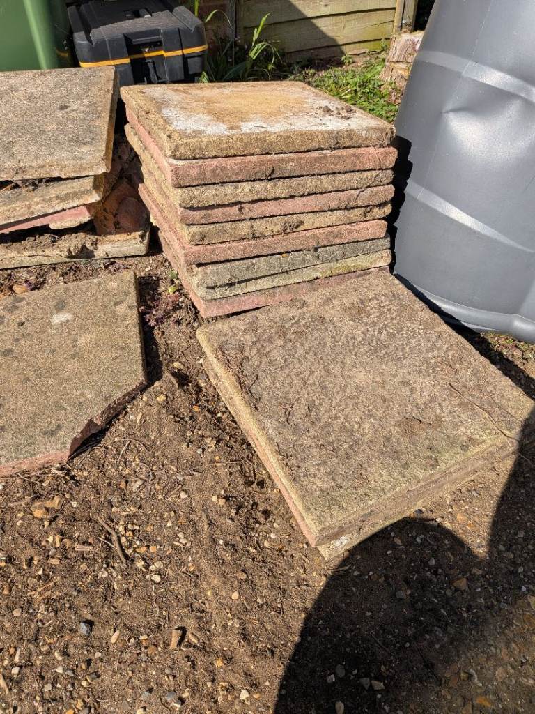 12 good condition 45cm x 45cm paving slabs free