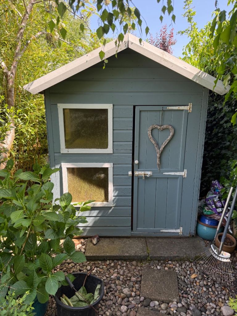 Blue Wooden Garden Shed with Windows - Good Condition