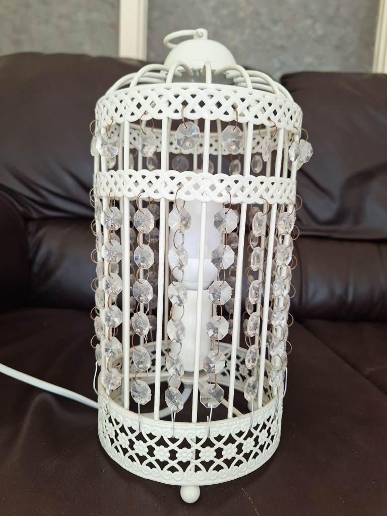 Cream birdcage bedside/table lamp