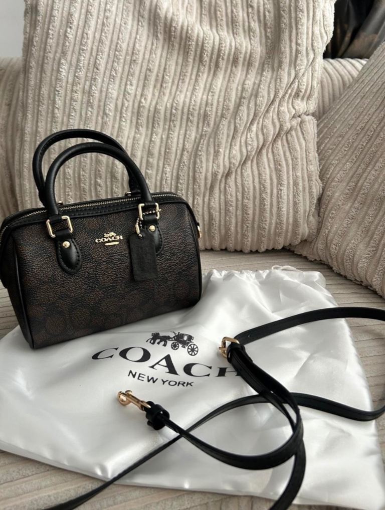 COACH Mini Rowen Satchel in Signature Canvas – Brown, As Good As New