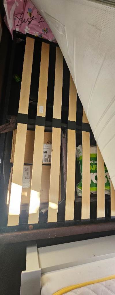 FREE - Leather Bed Frame with Slats – Good Condition