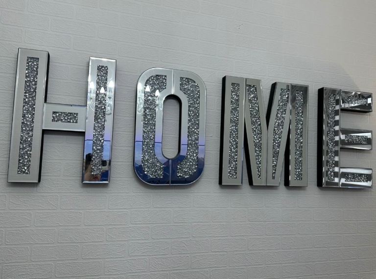 Large chunky mirrored crystal home sign 