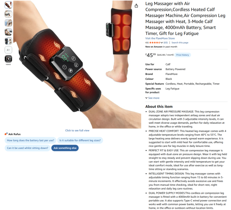 Brand New Sealed Cordless Heated Calf Massager - 50% Off!