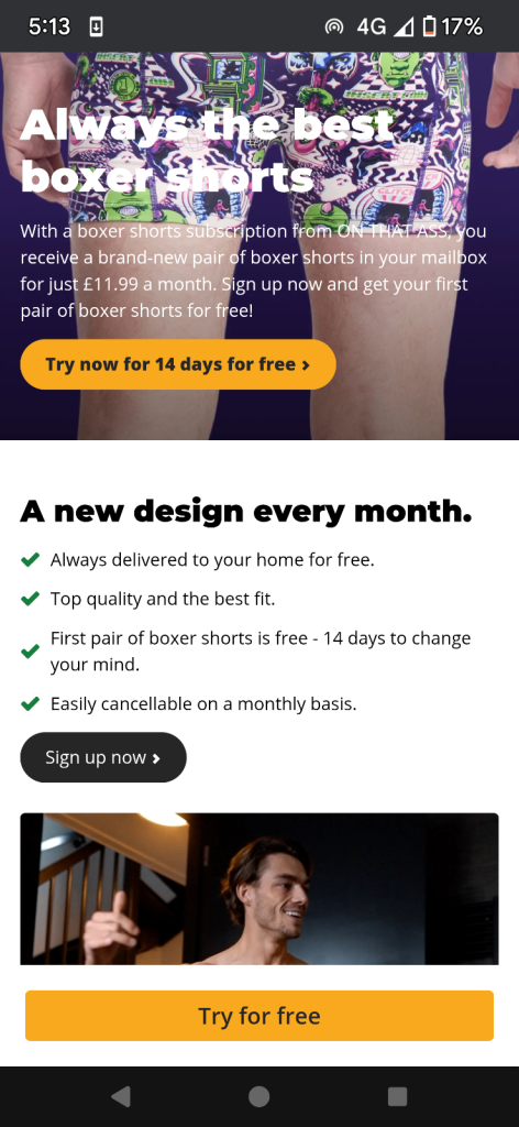 On that ass men's XL boxer shorts over £120s worth 