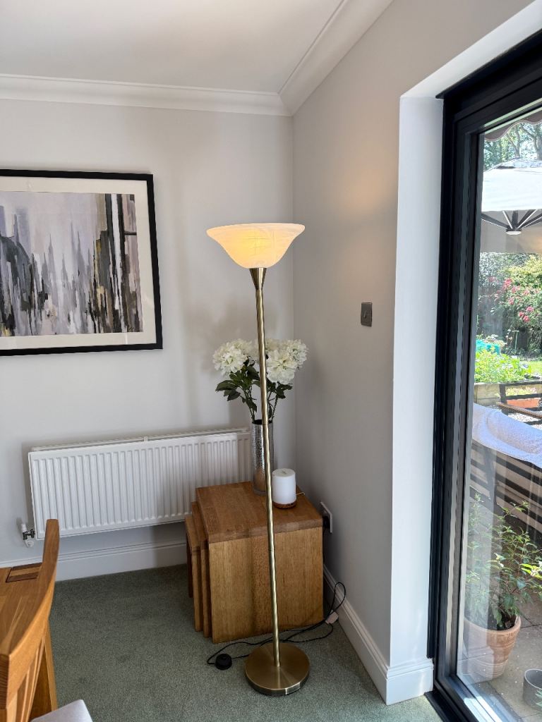 Stylish Gold Floor Lamp with Frosted Glass Shade