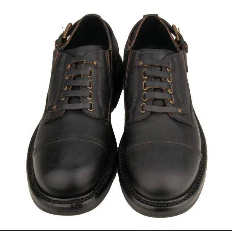 Dolce and Gabbana Black leather shoes buckle, brand new