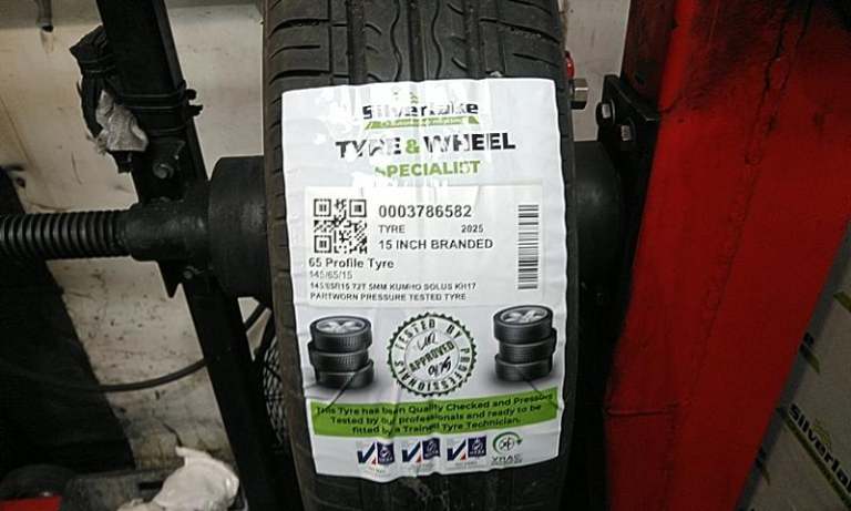 145/65r15 72t 5mm Kumho Solus Kh17 Partworn Pressure Tested Tyre