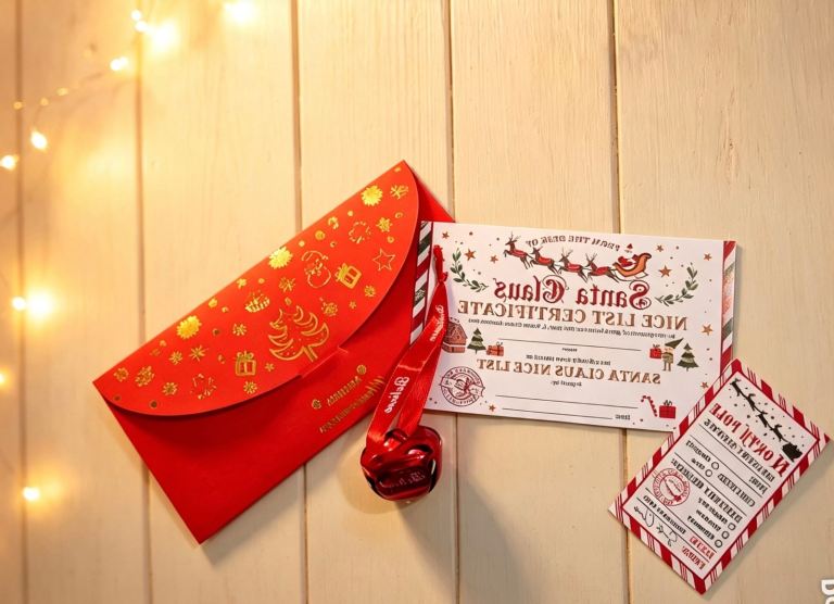 Santa Claus Nice List Certificate & Bell - New