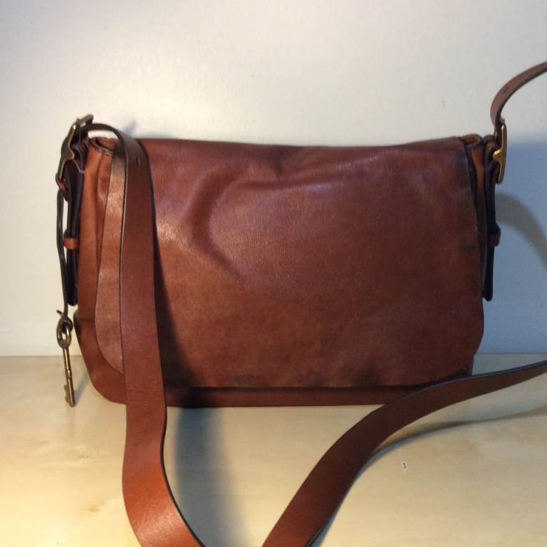 Fossil Brown Leather Crossbody Bag 