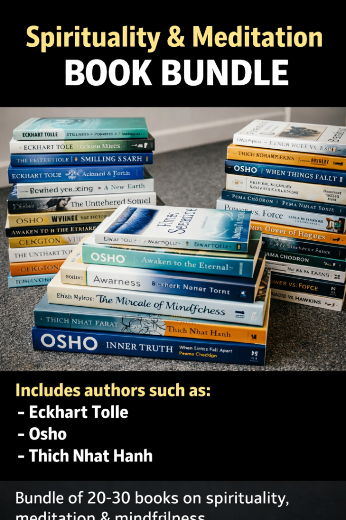 Large Spirituality & Meditation Book Bundle (Eckhart Tolle, Osho, mindfulness)
