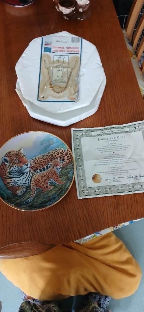 Limited Edition Jaguar and Cubs Collector Plate – New with Mount