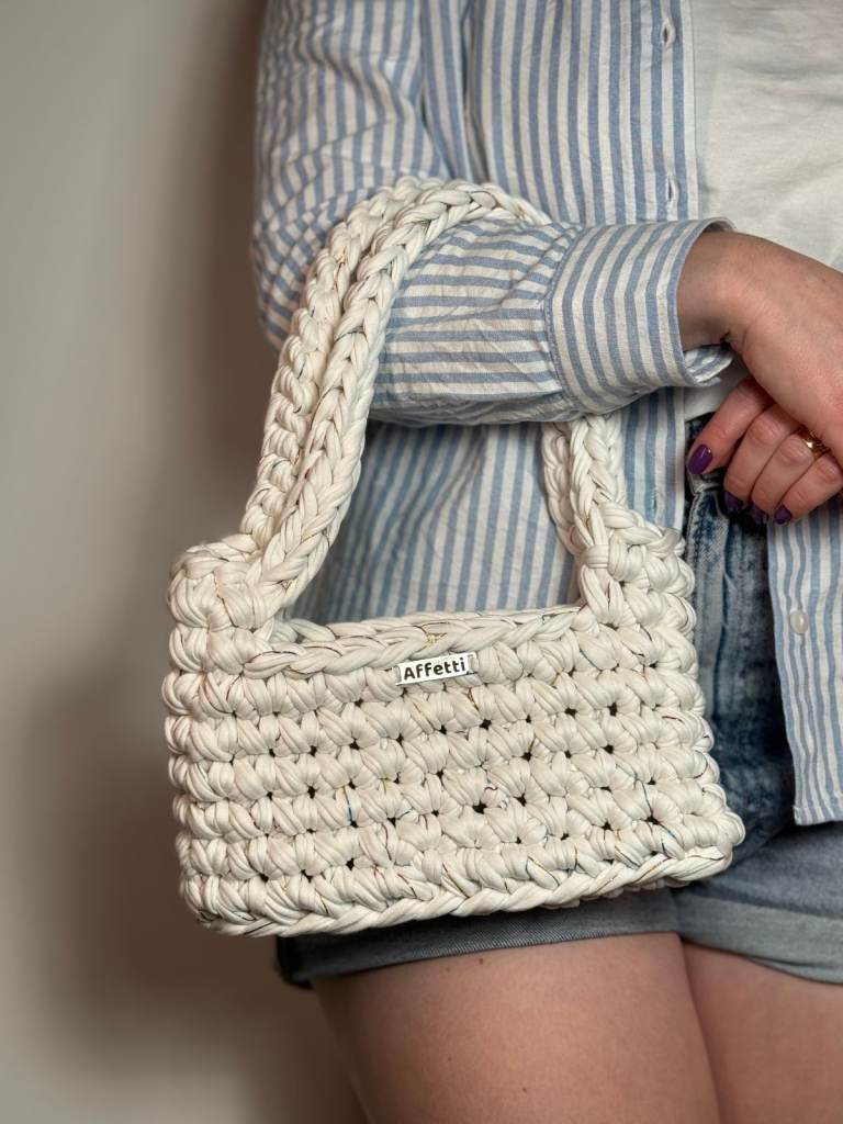 Crochet Shoulder Bag | Handmade Summer Purse | Recycled Cotton Boho Bag