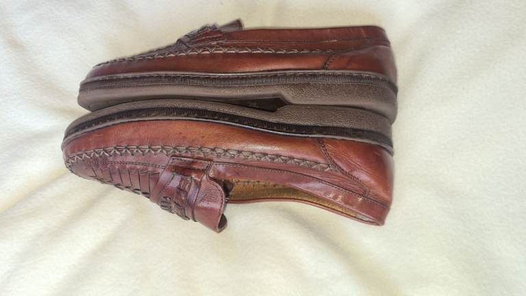 Hush Puppies brown leather slip in moccasins shoes uk6 excellent condition