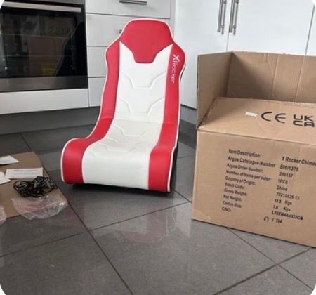 X Rocker Chimes Gaming Chair – Red and White, Good Condition