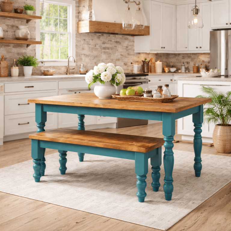 Rustic Farmhouse Reclaimed Style Pine Kitchen Dining Table - Any Size, Any Colour!