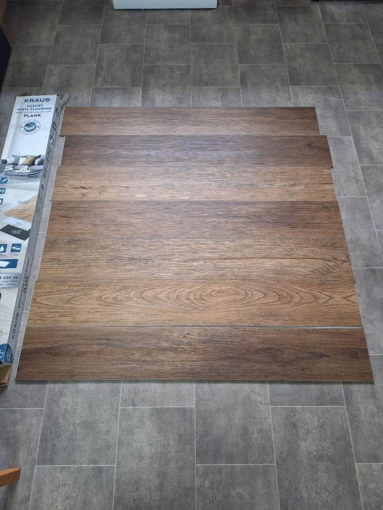 Luxury vinyl flooring with built in underlay.