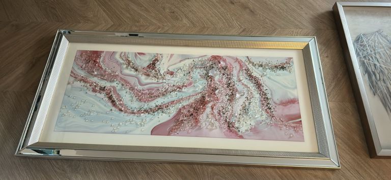 Abstract Pink and Grey Framed Wall Art – As Good As New