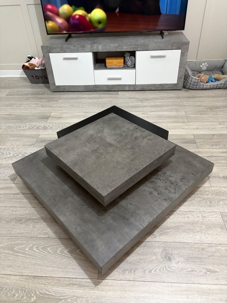 SLATE COFFEE TABLE CONCRETE LOOK (MELAMINE) & PURE BLACK FINISH