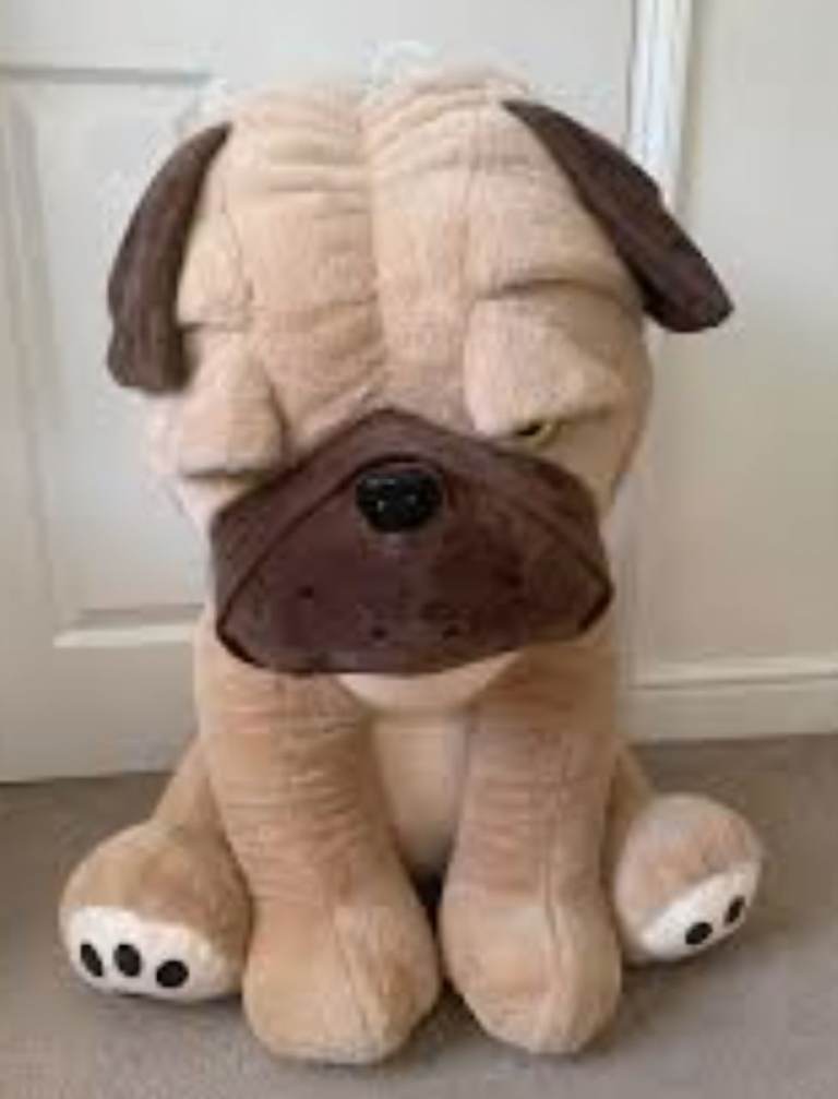 Large Sitting Pug Soft Toy, Teddy, Plushie.