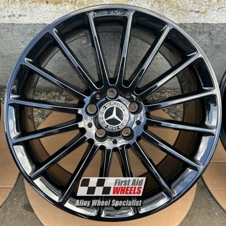 R583BG Swap MERCEDES A45 CLA45 4X 19'' GENUINE AMG GLOSS BLACK TURBINE ALLOY WHEELS