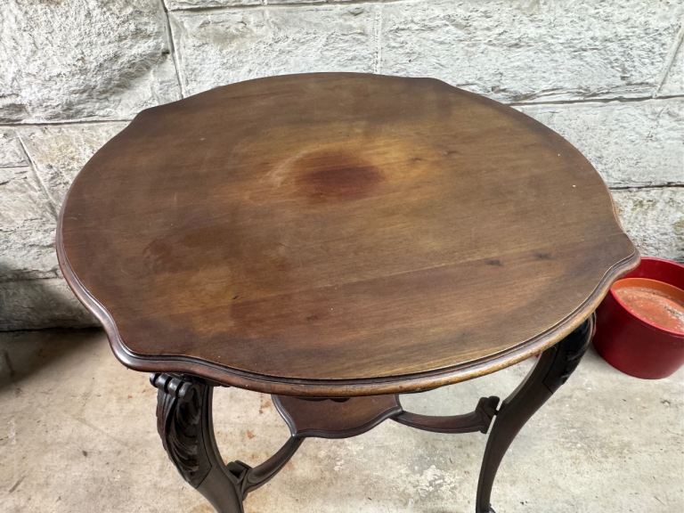 Antique Side Table – Solid Wood, Carved Legs