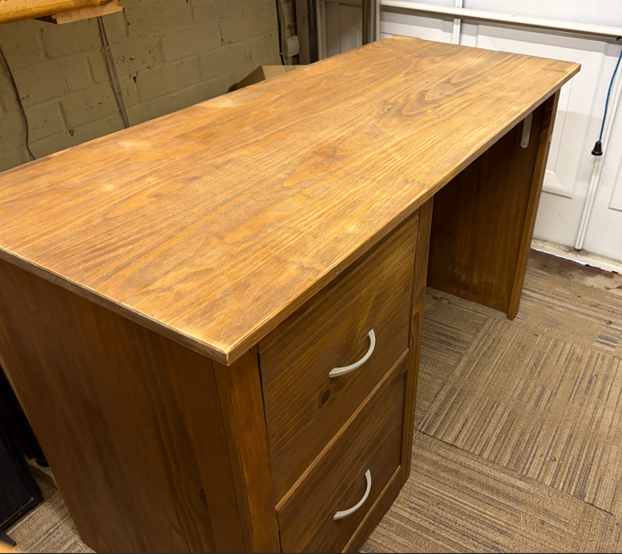 Wooden 2 drawer-desk - good condition - collection from NE26