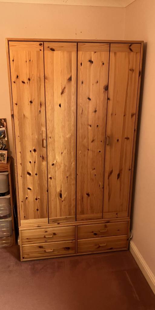 Large, solid pine FLEXA child's wardrobe with bifold doors and seperate storage unit