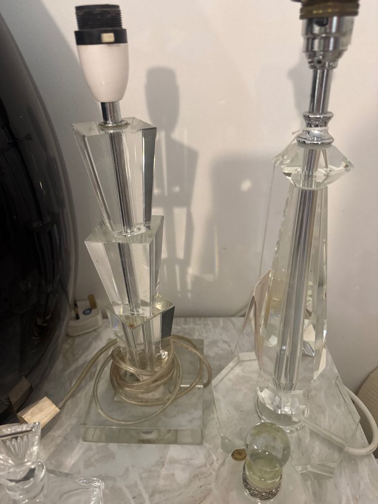 2 x old very heavy Crystal lamps 
