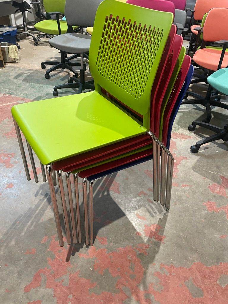 Set of 6 Cafe Bistro Canteen Stacking Chairs/Gresham Breakout Chairs