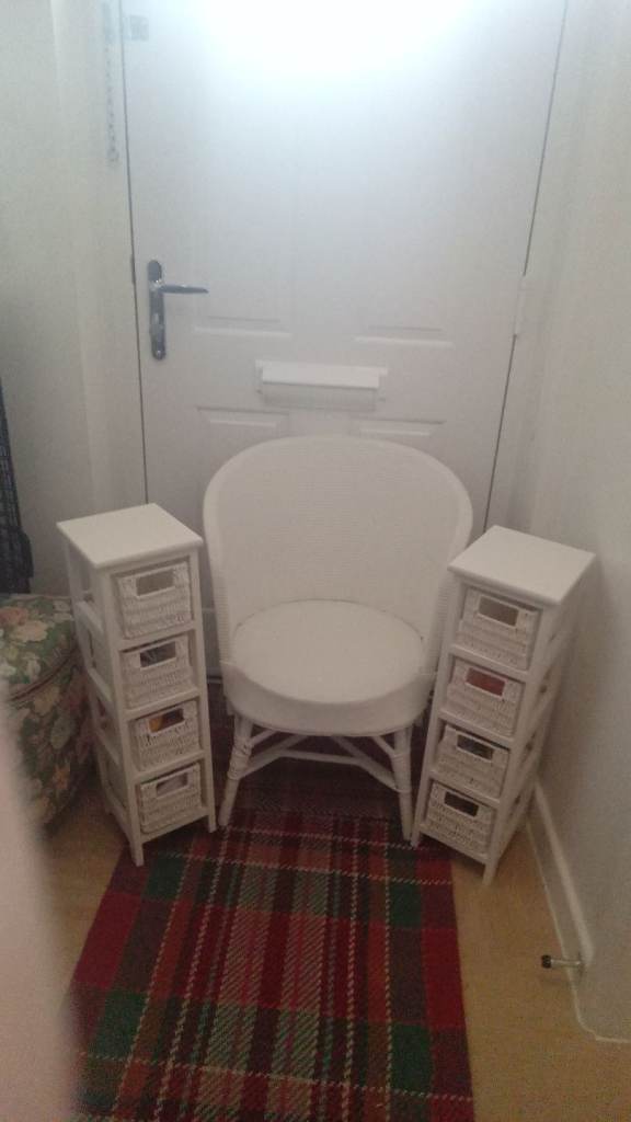 STORAGE DRAWERS UNITS X 2 WITH ADDITIONAL WICKER CHAIR IF WANTED 