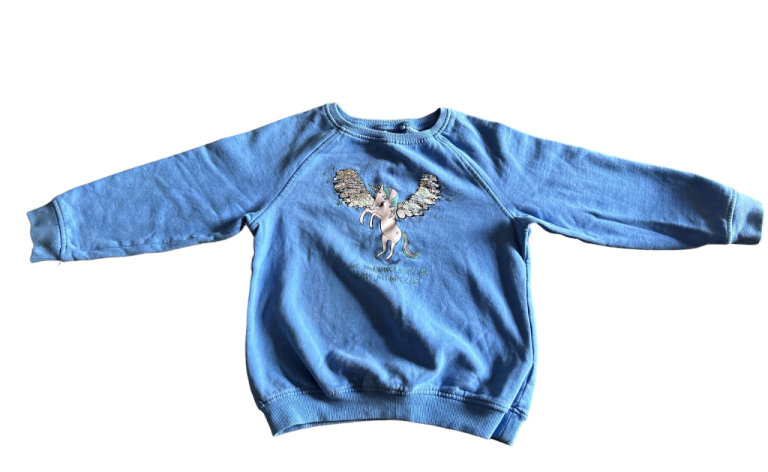 NEXT Girls Unisex Blue Unicorn Jumper With Sequins Aged 7 Years Old