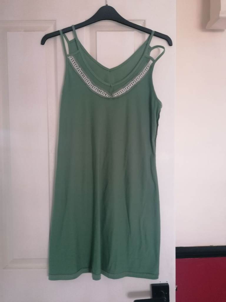 Lovely Green Cotton Dress with Crochet Detail