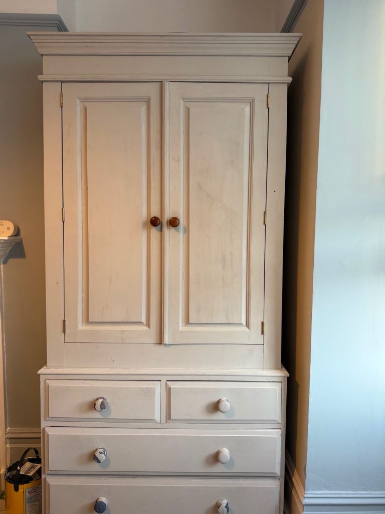 Grey Painted Wooden Wardrobe