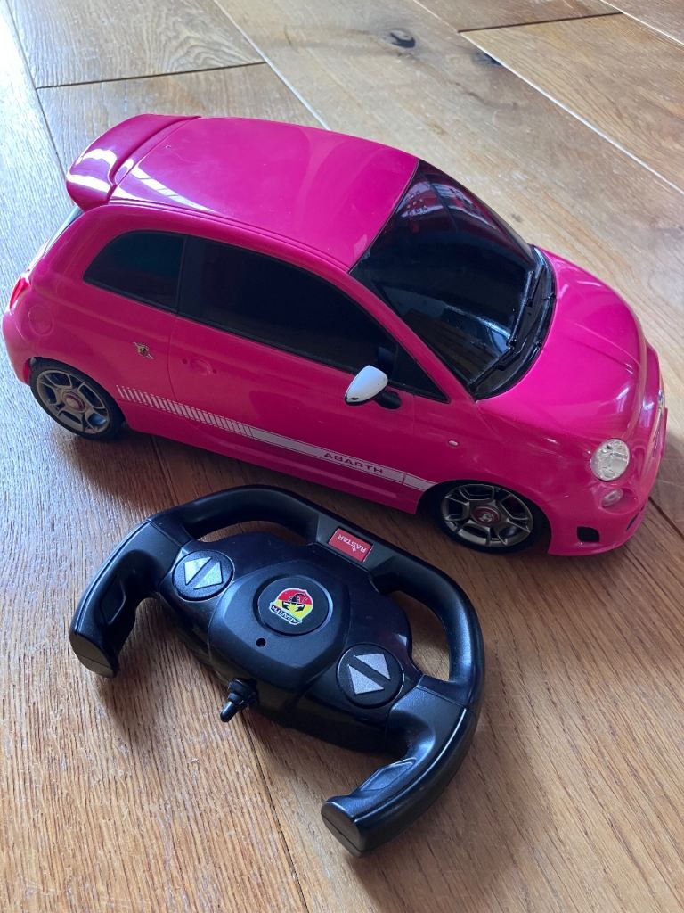 Pink Remote Control Abarth Car with Steering Wheel Controller