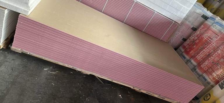 FIREBOARD CLEARANCE 8 X 4 (2400 X 1200) PINK PLASTERBOARD PRICE INC VAT!!!