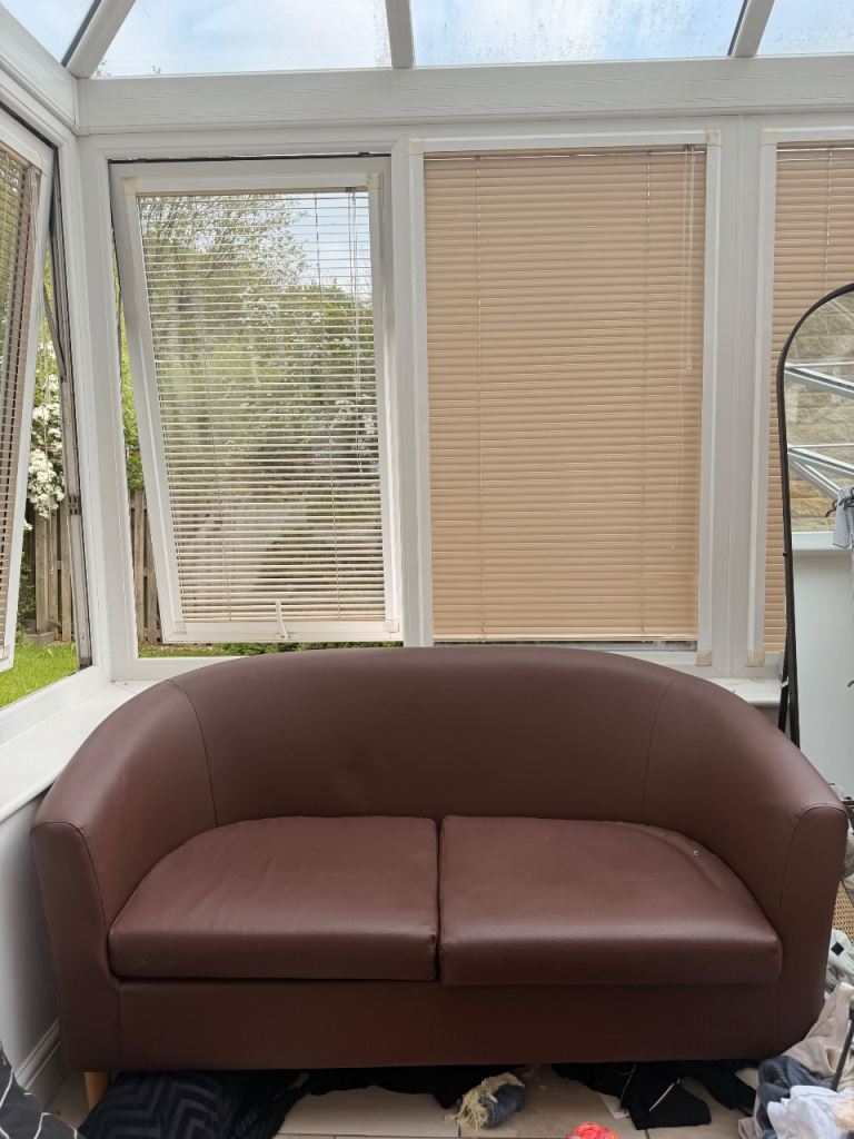 Brown 2 Seater Sofa and Armchair 