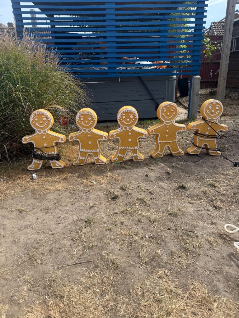 Set of 5 Gingerbread Man Christmas Outdoor Lights