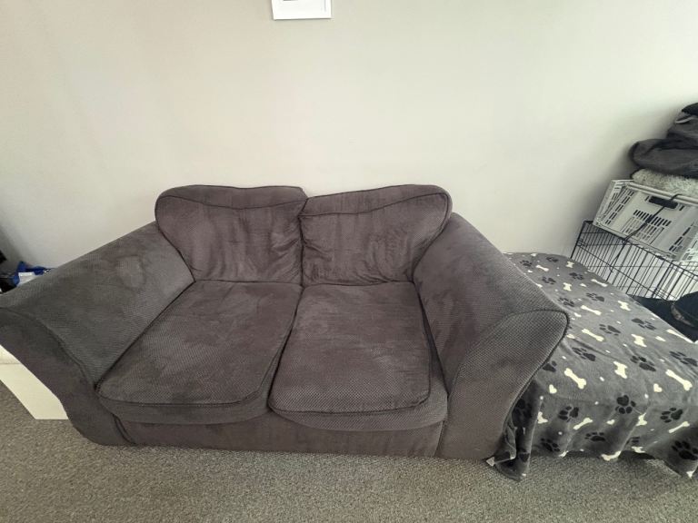 FREE! Grey Two-Seater Fabric Sofa - Fair Condition