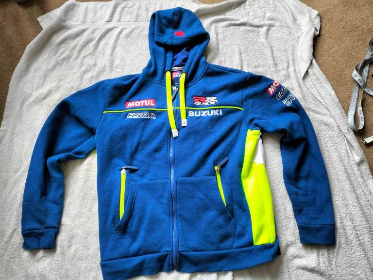 Suzuki GSX RR motorcycle Mens Hoodie Zip Fleece Jacket  Medium 44" chest VGC