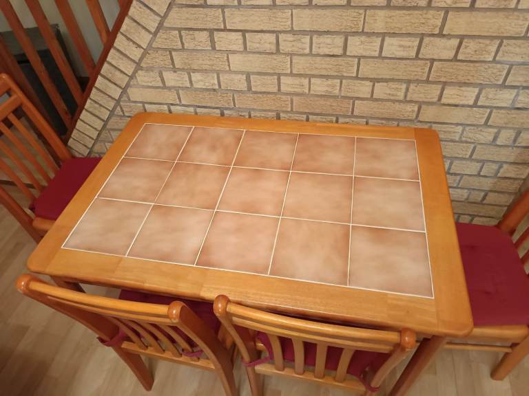 Wooden Dining Table with 4 Chairs - Good Condition