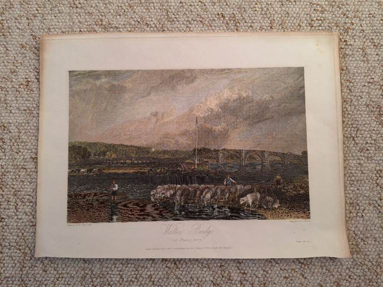 C19th original print - Walton Bridge, engraving from drawing by JMW Turner